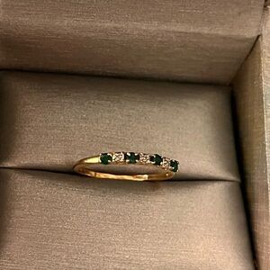 Emerald and Diamond Band Ring 10K Gold